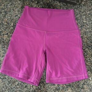 6" purple lululemon biker shorts